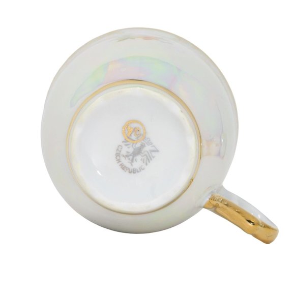 Moritz Zdekauer Czech Republic Iridescent Porcelain Tea Cup And Saucer 12PC Set - Picture 8 of 12